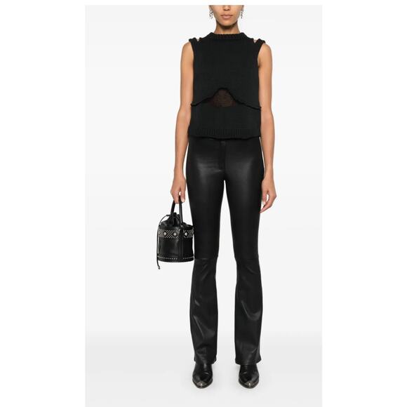 Arma Izzy Lamb Leather Trousers in Black FR 32 US 0 - Picture 1 of 5